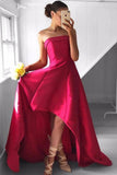 Fabulous Strapless High Low Fuchsia Pleated Prom Dress PG352