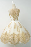 Fabulous White Homecoming Dress Jewel Knee-Length Lace Appliques TR0099 - Tirdress