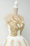 Fabulous White Homecoming Dress Jewel Knee-Length Lace Appliques TR0099 - Tirdress