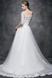 Fashion A-Line Half Sleeveless Wedding Dress With Lace Appliques TN0110 - Tirdress