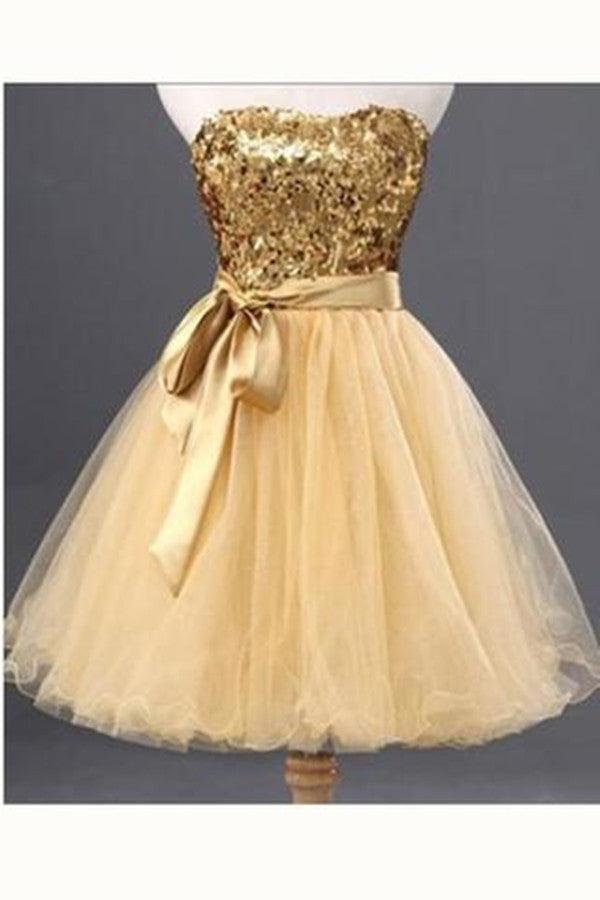 Fashion Gold Sequin Short Cute homecoming prom dresses TR0028 - Tirdress