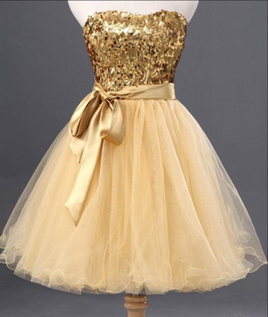 Fashion Gold Sequin Short Cute homecoming prom dresses TR0028 - Tirdress