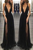 Mode Sexy Deep V-Neck Halter Tie Back Side Slit Prom / Robes formelles TP0141