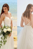 Modisches, schlichtes A-Linien-Hochzeitskleid mit Klammer und Spitze, rückenfrei, TN0107