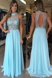 Fashion Style Sexy Backless Long Prom Dresses With Beading TP0136 - Tirdress