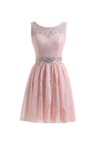 Flesh Pink Lace Short Homecoming Dresses Prom Dresses PG053