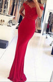 Floor-Length Red Stretch Satin Prom Dress With Appliques Beading TP0058