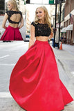 Floor-Length Two Piece Prom Dress Evening Dresses With Appliques PG307