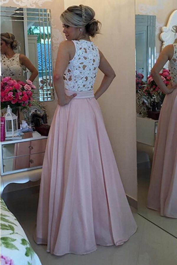 Floor length Chiffon Prom Dress Evening Dresses With Lace Pearls PG299 - Tirdress