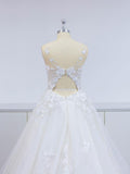 Floral Applique A-line Beach Wedding Dresses Backless Wedding Gown TN227 - Tirdress