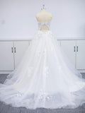 Floral Applique A-line Beach Wedding Dresses Backless Wedding Gown TN227 - Tirdress