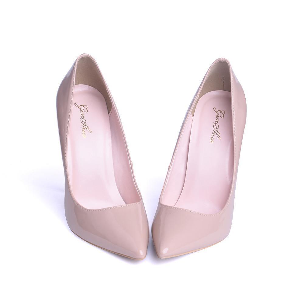 GENSHUO Women Pumps Heeled Shoes Nude Pointed Toe Sexy High Heel Shoes Stiletto High Heels Ladies 12 10 8 cm Big Size 42 - Tirdress