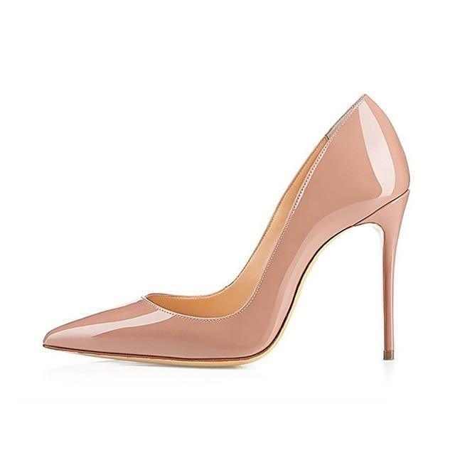 GENSHUO Women Pumps Heeled Shoes Nude Pointed Toe Sexy High Heel Shoes Stiletto High Heels Ladies 12 10 8 cm Big Size 42 - Tirdress