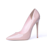 GENSHUO Women Pumps Heeled Shoes Nude Pointed Toe Sexy High Heel Shoes Stiletto High Heels Ladies 12 10 8 cm Big Size 42