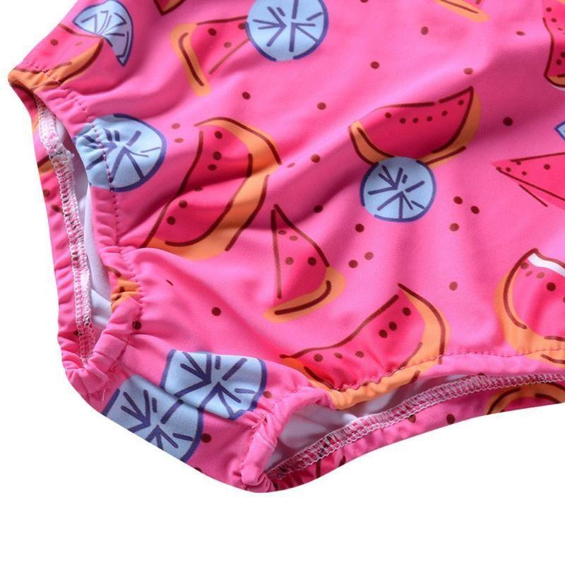 One Piece Halter Swimsuit Stretch Cartoon Kids Swimwear B019 - Tirdress