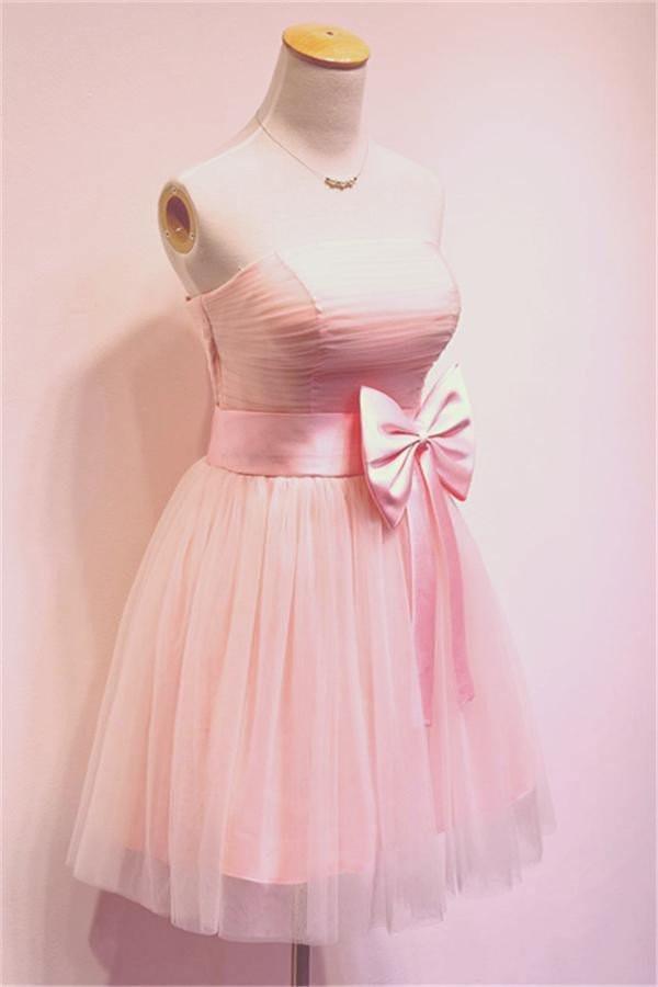 Girly Simple Short Pink Strapless Homecoming Dresses Tirdress Girly Simple Short Pink Strapless Homecoming Dresses Tirdress