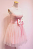 Girly Simple Short Pink Strapless Homecoming Dresses PG034 - Tirdress