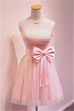 Girly Simple Short Pink Strapless Homecoming Dresses PG034 - Tirdress