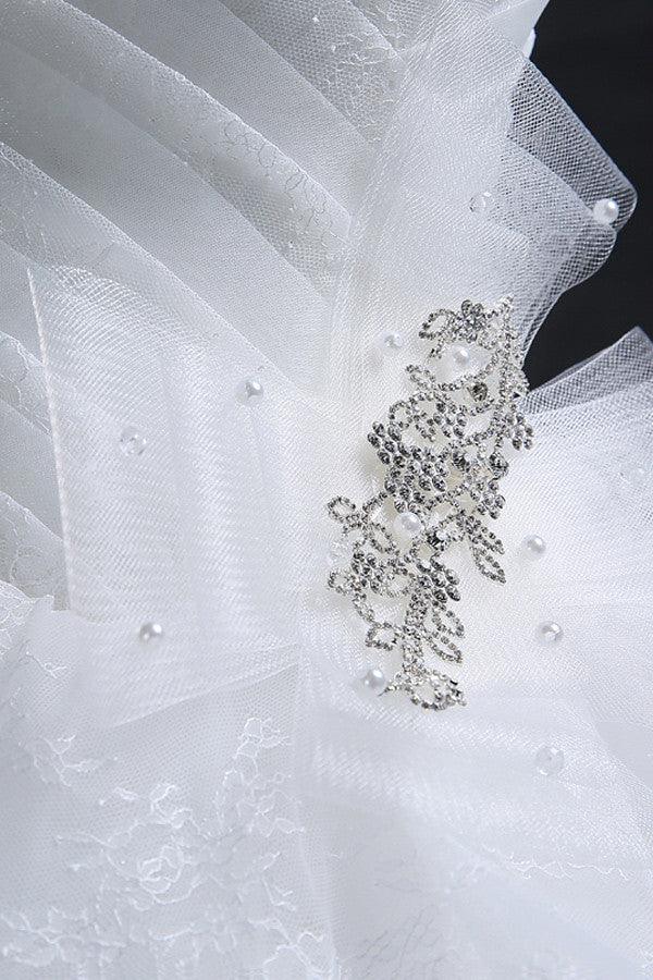 Glamorous Ball Gown Sweetheart Organza Wedding Dress With Lace TN0010 - Tirdress