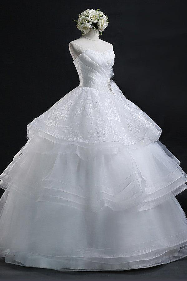 Glamorous Ball Gown Sweetheart Organza Wedding Dress With Lace TN0010 - Tirdress