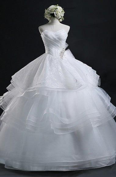 Glamorous Ball Gown Sweetheart Organza Wedding Dress With Lace TN0010 - Tirdress
