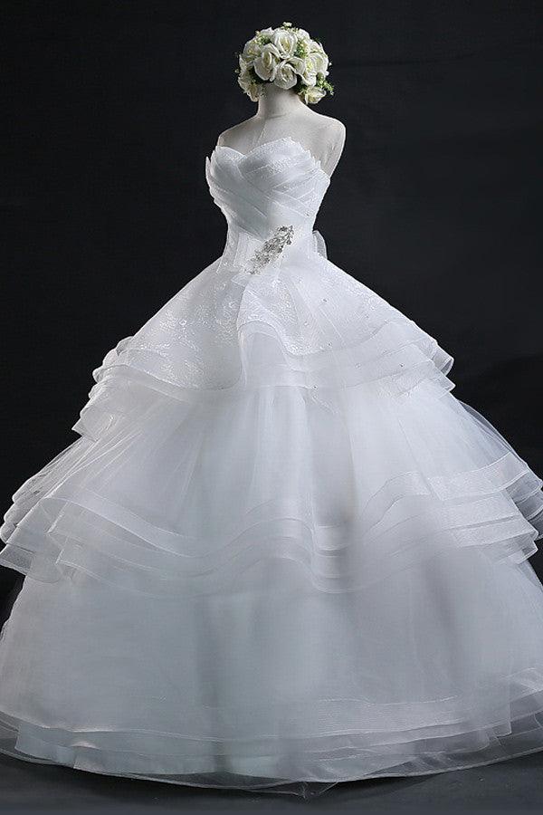 Glamorous Ball Gown Sweetheart Organza Wedding Dress With Lace TN0010 - Tirdress