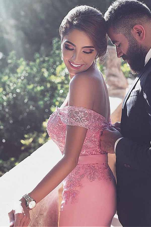 Glamorous Chiffon Off-the-shoulder Neckline Mermaid Formal Dress PG502 - Tirdress