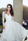 Glamorous V Neck Long Sleeves Organza Wedding Dresses WD125 - Tirdress