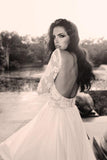 Glamorous V Neck Long Sleeves Organza Wedding Dresses WD125 - Tirdress