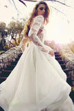 Robes de mariée en organza glamour à col en V et manches longues WD125