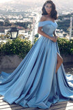 Glamorous Off-the-Shoulder A-line Long Evening Dress With Slit PG416 - Tirdress