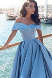 Glamorous Off-the-Shoulder A-line Long Evening Dress With Slit PG416 - Tirdress