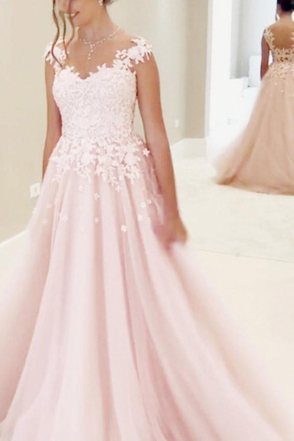 Gorgeous A-line Pink Chiffon Long Prom Dress Evening Dress PG398 - Tirdress