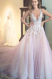 Gorgeous A-line Scoop Long Wedding Dress With Appliques TN0082 - Tirdress