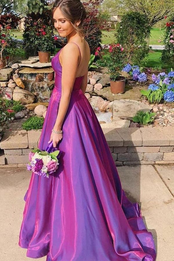 Satin prom dress discount with pockets