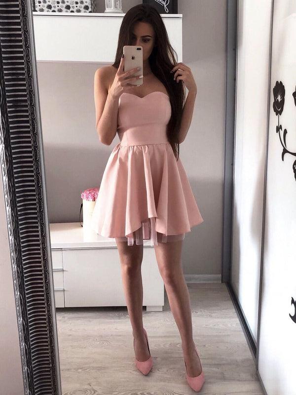 Sweetheart Pink Mini Homecoming Dresses Simple Short Prom Dress HD0145 - Tirdress