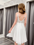 Ivory Chiffon Lace Short Prom Dress, Ivory Homecoming Dress HD0157 - Tirdress