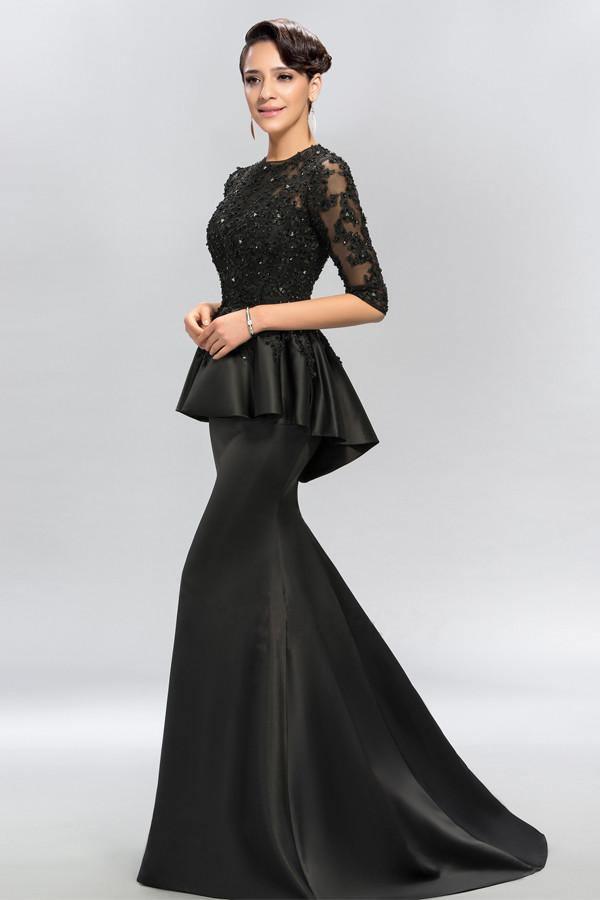 Half Sleeves Appliques Sequins Long Prom Dresses Evening Dresses PG328 - Tirdress