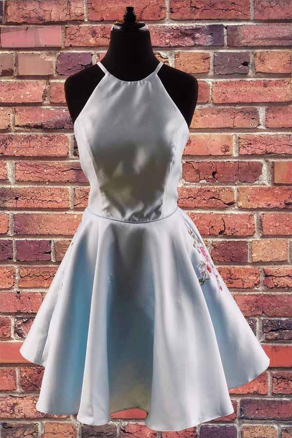 Cap Sleeves Short Yellow Homecoming Dress with Lace Up Back US0 / Light Blue Cap Sleeves Short Yellow Homecoming Dress with Lace Up Back US0 / Light Blue