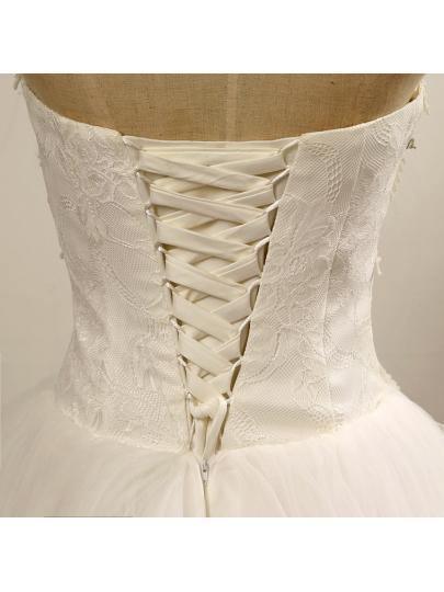 Halter Neck Lace-Up Ball Gown Floor-Length Beaded Lace Wedding Dress WD171 - Tirdress