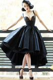 High Low Black Dress Vintage Homecoming Dresses Short Prom Dress TP1217