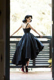 High Low Black Dress Vintage Homecoming Dresses Short Prom Dress TP1217 - Tirdress