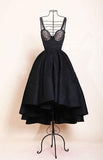 High Low Black Dress Vintage Homecoming Dresses Short Prom Dress TP1217 - Tirdress