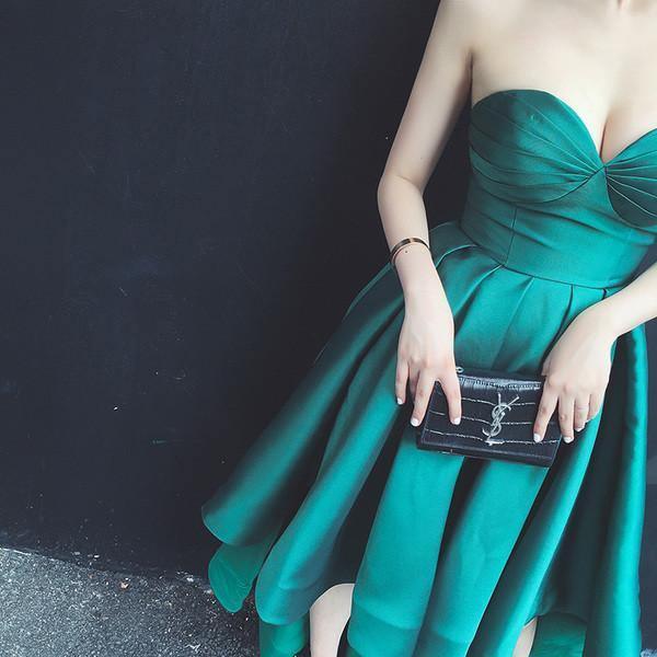 High Low Sweet Heart Satin Fashion Homcoming Dresses Prom dresses PG106 - Tirdress