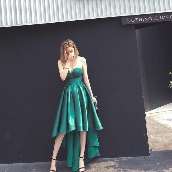 High Low Sweet Heart Satin Fashion Homcoming Dresses Prom dresses PG106 - Tirdress