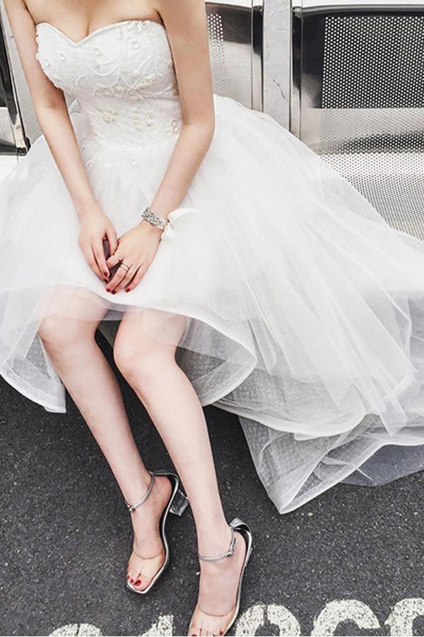 wedding dress short in front with long train Gorgeous Mini Short Lace Dress with Detachable Long Train and Long Bell Sleeves Bridal Wedding Evening Dress - Short Wedding Evening Dress and Bridal Wedding Evening Dress price