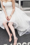 High Low Sweet Heart Tulle Beading Wedding Dresses With Court Train  WD085