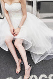 High Low Sweet Heart Tulle Beading Wedding Dresses With Court Train WD085 - Tirdress