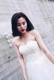 High Low Sweet Heart Tulle Beading Wedding Dresses With Court Train WD085 - Tirdress