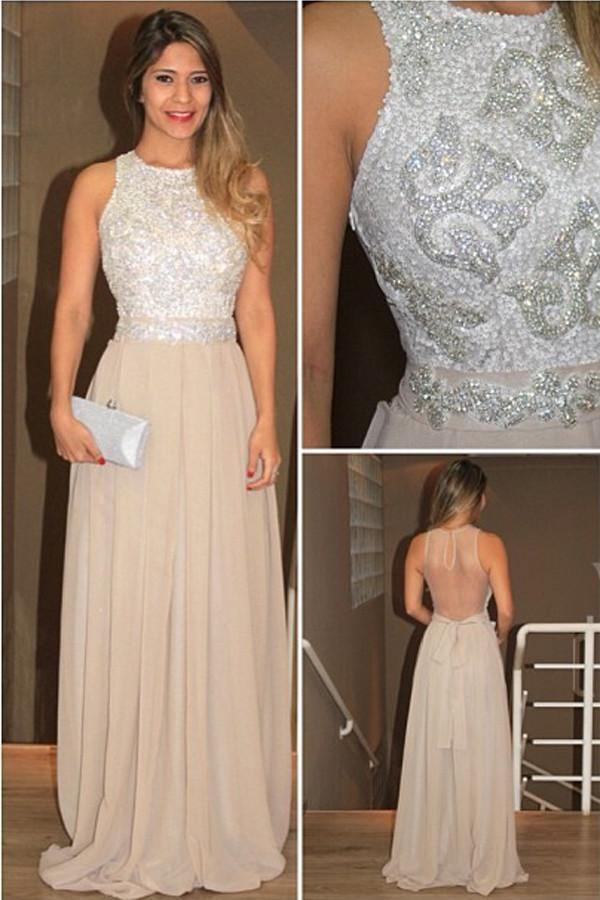 High Neck Chiffon Sequins Evening dresses Prom Gowns With Beading PG337 - Tirdress